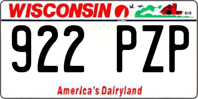 WI license plate 922PZP