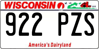 WI license plate 922PZS