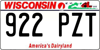 WI license plate 922PZT