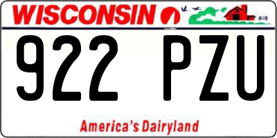 WI license plate 922PZU