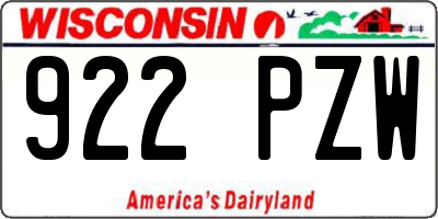WI license plate 922PZW