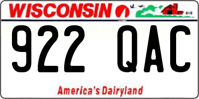 WI license plate 922QAC