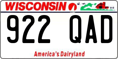 WI license plate 922QAD
