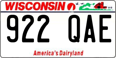WI license plate 922QAE