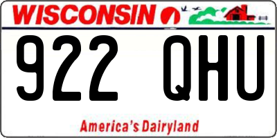 WI license plate 922QHU