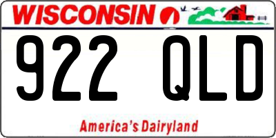 WI license plate 922QLD