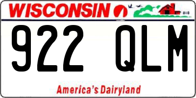 WI license plate 922QLM