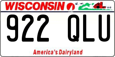 WI license plate 922QLU