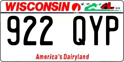 WI license plate 922QYP