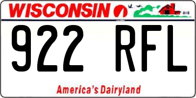 WI license plate 922RFL