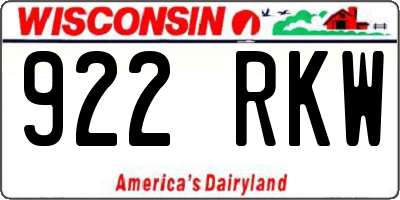 WI license plate 922RKW