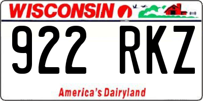 WI license plate 922RKZ