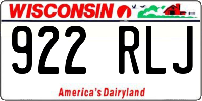 WI license plate 922RLJ