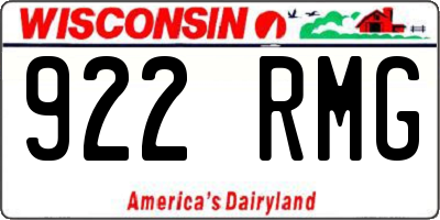 WI license plate 922RMG