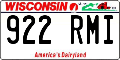 WI license plate 922RMI