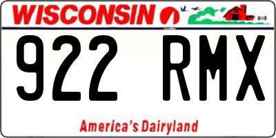 WI license plate 922RMX