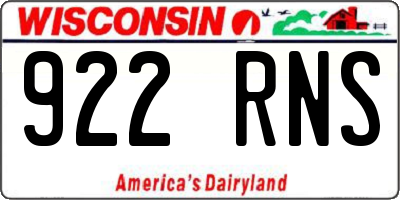 WI license plate 922RNS