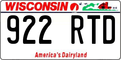 WI license plate 922RTD