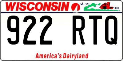 WI license plate 922RTQ