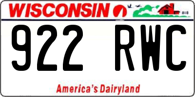 WI license plate 922RWC