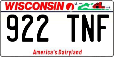 WI license plate 922TNF