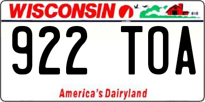 WI license plate 922TOA