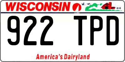 WI license plate 922TPD