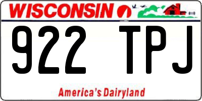 WI license plate 922TPJ