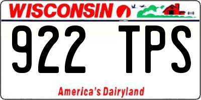 WI license plate 922TPS