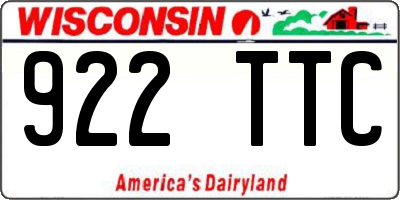 WI license plate 922TTC