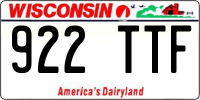 WI license plate 922TTF