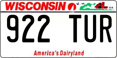 WI license plate 922TUR