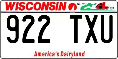 WI license plate 922TXU