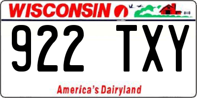 WI license plate 922TXY
