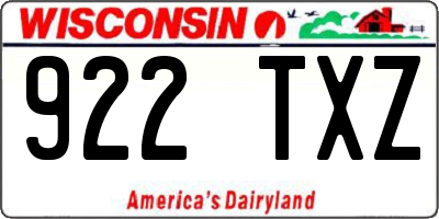 WI license plate 922TXZ