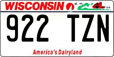 WI license plate 922TZN