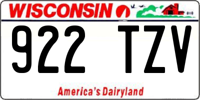 WI license plate 922TZV