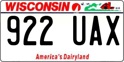 WI license plate 922UAX