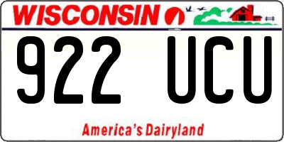 WI license plate 922UCU
