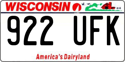 WI license plate 922UFK