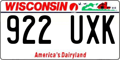 WI license plate 922UXK