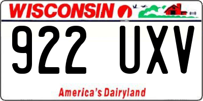WI license plate 922UXV