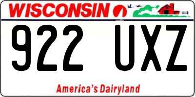 WI license plate 922UXZ