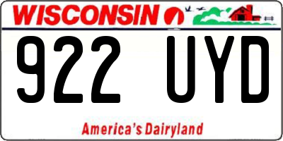 WI license plate 922UYD