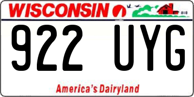 WI license plate 922UYG
