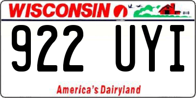 WI license plate 922UYI