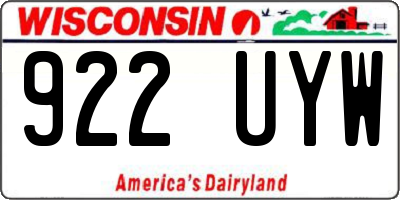 WI license plate 922UYW