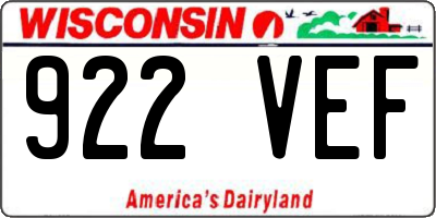 WI license plate 922VEF