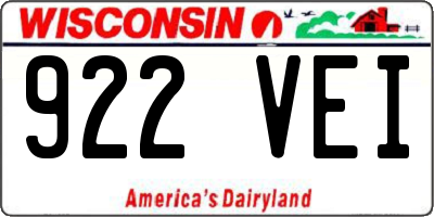 WI license plate 922VEI