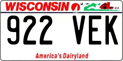 WI license plate 922VEK